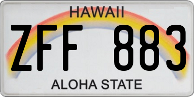 HI license plate ZFF883
