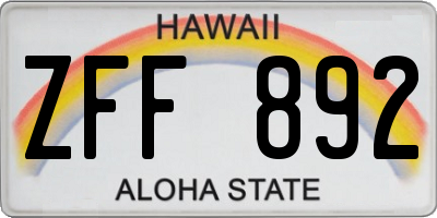 HI license plate ZFF892