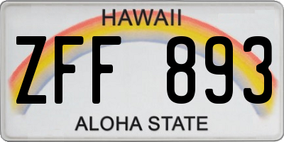 HI license plate ZFF893