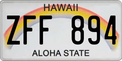 HI license plate ZFF894