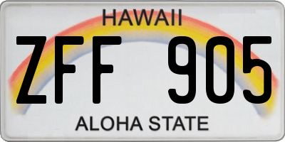 HI license plate ZFF905