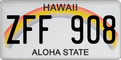 HI license plate ZFF908