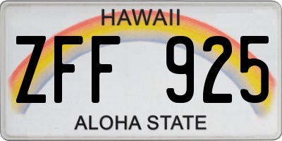 HI license plate ZFF925
