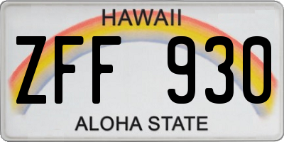 HI license plate ZFF930
