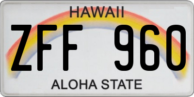 HI license plate ZFF960
