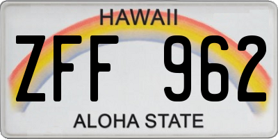 HI license plate ZFF962