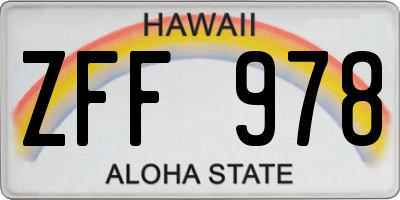 HI license plate ZFF978