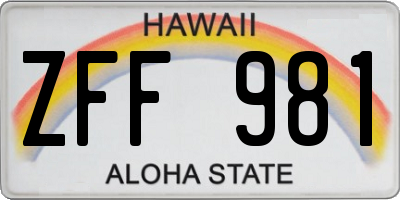 HI license plate ZFF981