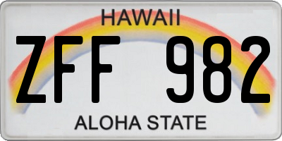 HI license plate ZFF982