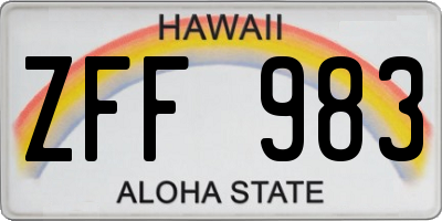 HI license plate ZFF983