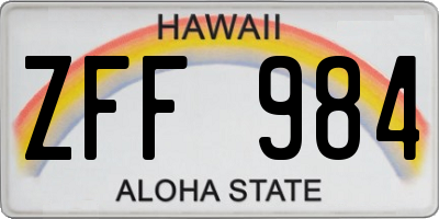 HI license plate ZFF984