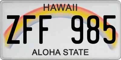 HI license plate ZFF985