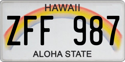 HI license plate ZFF987