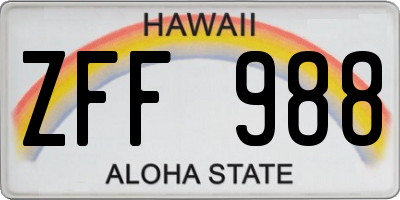 HI license plate ZFF988