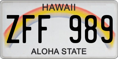 HI license plate ZFF989