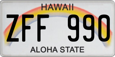 HI license plate ZFF990
