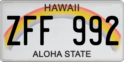 HI license plate ZFF992