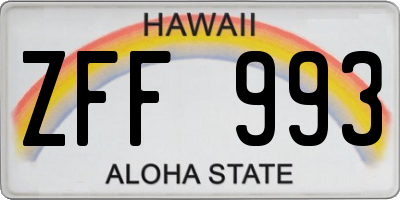 HI license plate ZFF993