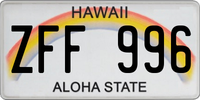 HI license plate ZFF996