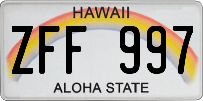 HI license plate ZFF997