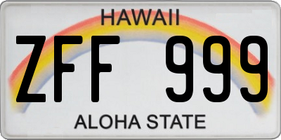 HI license plate ZFF999