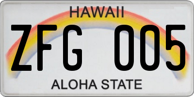 HI license plate ZFG005