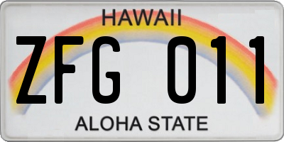 HI license plate ZFG011
