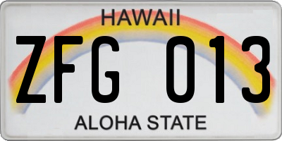 HI license plate ZFG013