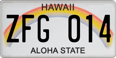 HI license plate ZFG014