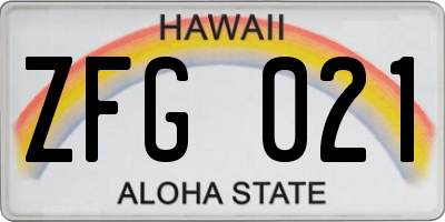 HI license plate ZFG021