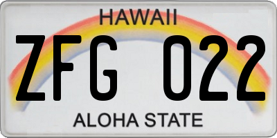 HI license plate ZFG022