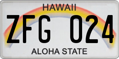 HI license plate ZFG024