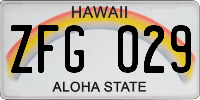 HI license plate ZFG029