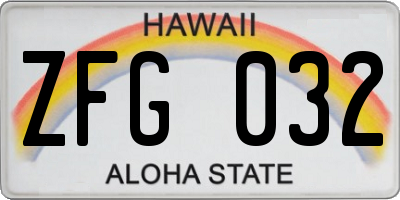 HI license plate ZFG032