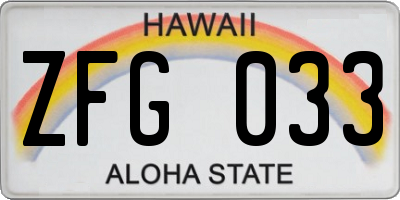 HI license plate ZFG033