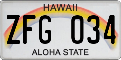 HI license plate ZFG034