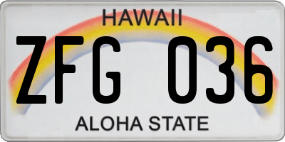 HI license plate ZFG036