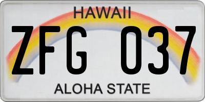 HI license plate ZFG037