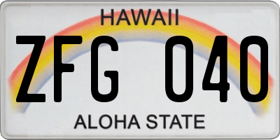 HI license plate ZFG040