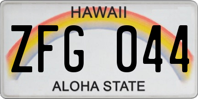 HI license plate ZFG044