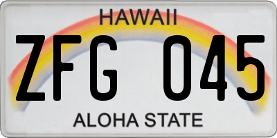 HI license plate ZFG045