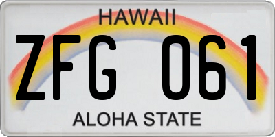 HI license plate ZFG061