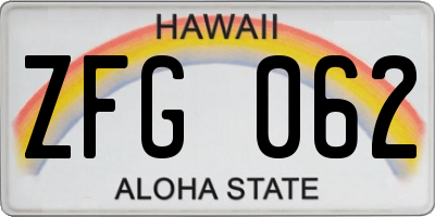 HI license plate ZFG062