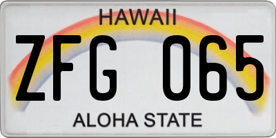 HI license plate ZFG065