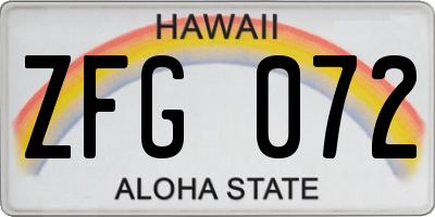 HI license plate ZFG072