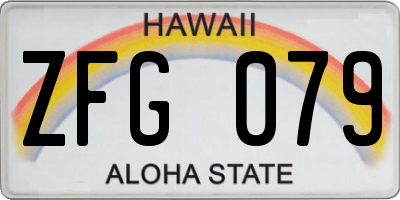 HI license plate ZFG079