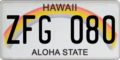 HI license plate ZFG080