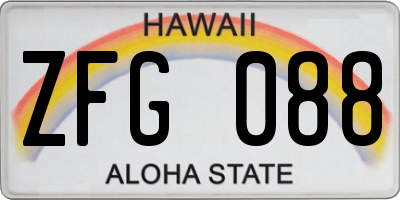 HI license plate ZFG088