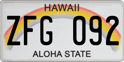 HI license plate ZFG092