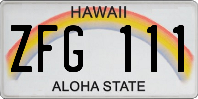 HI license plate ZFG111